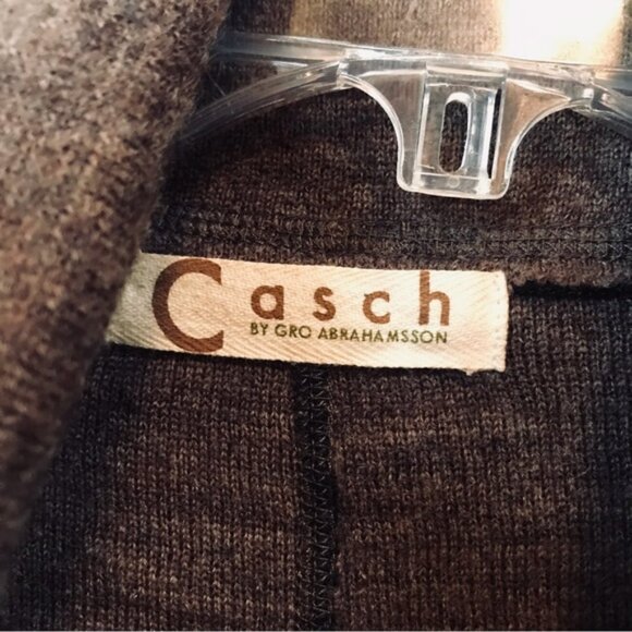 Anthro Casch Gro Wool Cardigan Boho Sweater Knit Wool Buttons High Collar Top M - Picture 8 of 16